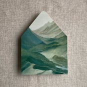 "Abstract painting green mountain envelope liner for A7 euro flap envelope" - Envelope Liners in green by Ivory Invitations