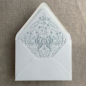 "Steel blue English botanical garden floral printed liner for A7 euro flap envelope | pack of 10" - Envelope Liners in blue by Ivory Invitations