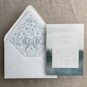 "Steel blue English botanical garden floral printed liner for A7 euro flap envelope | pack of 10" - Envelope Liners in blue by Ivory Invitations