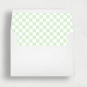 "Light Green and White Checkered Liner | Set of 25 Square Envelope Liners" - Envelope Liners in multicolor by Nikki Turner