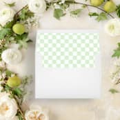 "Light Green and White Checkered Liner | Set of 25 Square Envelope Liners" - Envelope Liners in multicolor by Nikki Turner