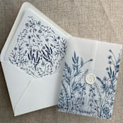 "Navy English botanical garden floral printed liner for A7 euro flap envelope | pack of 10" - Envelope Liners in blue by Ivory Invitations