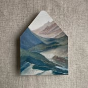 "Abstract painting blue mountain envelope liner for A7 euro flap envelope" - Envelope Liners in multicolor by Ivory Invitations