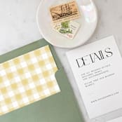 "A7 Envelope Liners Holiday Gingham Gold (set of 10) Square" - Envelope Liners in gold by Design by Laney