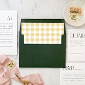 "A7 Envelope Liners Holiday Gingham Gold (set of 10) Square" - Envelope Liners in gold by Design by Laney
