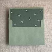 "Forest green baby ribbon bows envelope liner for A7 square flap envelope | pack of 10" - Envelope Liners in green by Ivory Invitations