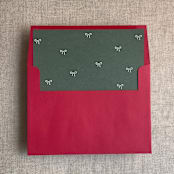"Forest green baby ribbon bows envelope liner for A7 square flap envelope | pack of 10" - Envelope Liners in green by Ivory Invitations