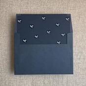 "Navy baby ribbon bows envelope liner for A7 square flap envelope | pack of 10" - Envelope Liners in blue by Ivory Invitations