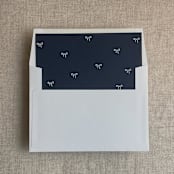 "Navy baby ribbon bows envelope liner for A7 square flap envelope | pack of 10" - Envelope Liners in blue by Ivory Invitations