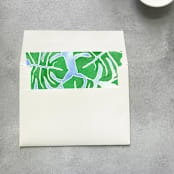 "Tropical Monstera Leaf Watercolor Square Envelope Liner | Set of 10 | For 5x7” invitations " - Envelope Liners in green by Cotton and Bow