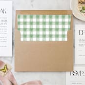 "A7 Envelope Liners Holiday Gingham Green (set of 10) Square" - Envelope Liners in green by Design by Laney