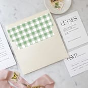 "A7 Envelope Liners Holiday Gingham Green (set of 10) Square" - Envelope Liners in green by Design by Laney