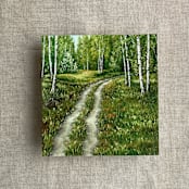 "Birch tree pathway fine art landscape printed liner for A7 square flap envelope | pack of 10" - Envelope Liners in green by Ivory Invitations
