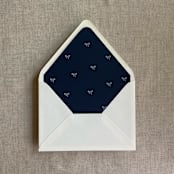 "Navy baby ribbon bows envelope liner for A7 euro flap envelope | pack of 10" - Envelope Liners in blue by Ivory Invitations