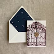 "Navy baby ribbon bows envelope liner for A7 euro flap envelope | pack of 10" - Envelope Liners in blue by Ivory Invitations