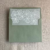 "White camellia floral printed vellum envelope liner for A7 square flap envelope | pack of 10" - Envelope Liners in white by Ivory Invitations