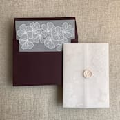 "White camellia floral printed vellum envelope liner for A7 square flap envelope | pack of 10" - Envelope Liners in white by Ivory Invitations