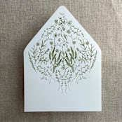 "Moss English botanical garden floral printed liner for A7 euro flap envelope | pack of 10" - Envelope Liners in green by Ivory Invitations