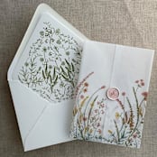 "Moss English botanical garden floral printed liner for A7 euro flap envelope | pack of 10" - Envelope Liners in green by Ivory Invitations