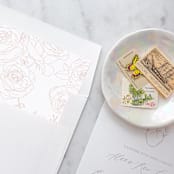 "A7 Envelope Liners Pink Rose Line Art Square Flap (set of 10)" - Envelope Liners in pink by Design by Laney