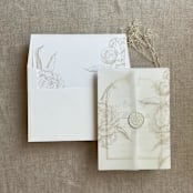 "Cashmere grand peony floral envelope liner for A7 square flap envelope | pack of 10" - Envelope Liners in beige by Ivory Invitations