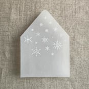 "Snow flakes white ink printed vellum envelope liner for A7 euro flap envelope | pack of 10" - Envelope Liners in white by Ivory Invitations