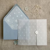 "Snow flakes white ink printed vellum envelope liner for A7 euro flap envelope | pack of 10" - Envelope Liners in white by Ivory Invitations