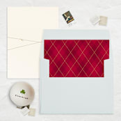 "A7 Envelope Liners Square Flap // Holiday Argyle (Set of 25)" - Envelope Liners in red by Clover and Lamb
