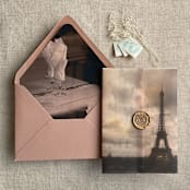 "Rosé table setting for guests printed envelope liner for A7 euro flap envelope | pack of 10" - Envelope Liners in multicolor by Ivory Invitations