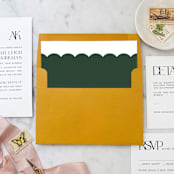 "A7 Envelope Liners Holiday Scalloped Green (set of 10) Square" - Envelope Liners in green by Design by Laney