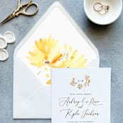 "Sunflower Floral Watercolor Envelope Liner | Set of 10 | For 5x7” invitations" - Envelope Liners in yellow by Cotton and Bow