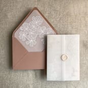 "White camellia floral printed vellum envelope liner for A7 euro flap envelope | pack of 10" - Envelope Liners in white by Ivory Invitations