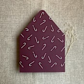 "Merlot holiday candy cane printed envelope liner for A7 euro flap envelope  | pack of 10" - Envelope Liners in purple by Ivory Invitations