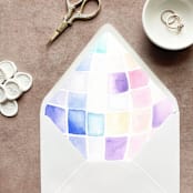 "Disco Ball Watercolor Euroflap Envelope Liner | Set of 10 | For 5x7” invitations " - Envelope Liners in multicolor by Cotton and Bow