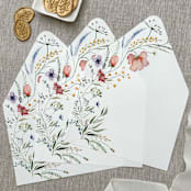 "Watercolor wildflowers half arch Euro Flap envelope liners for A7 (5x7”) invitations | Set of 10" - Envelope Liners in multicolorassorted-colors by Maria Ferrer G.