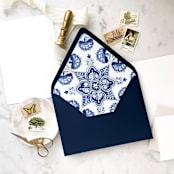"A7 Envelope Liners Blue Spanish Tiles (set of 10)" - Envelope Liners in blue by Design by Laney