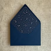 "white ink print Stellar Celestial printed midnight blue envelope liner for A7 square flap envelope" - Envelope Liners in blue by Ivory Invitations