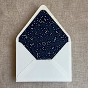 "white ink print Stellar Celestial printed midnight blue envelope liner for A7 square flap envelope" - Envelope Liners in blue by Ivory Invitations