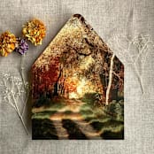 "Autumn forest fine art landscape printed liner for A7 euro flap envelope | pack of 10" - Envelope Liners in multicolor by Ivory Invitations