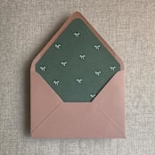 "Forest green baby ribbon bows envelope liner for A7 euro flap envelope | pack of 10" - Envelope Liners in green by Ivory Invitations