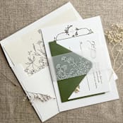 "Adorable flowers white ink printed floral vellum belly band 2 inch wide for 5x7 inches card | pack of 10" - Envelope Liners in white by Ivory Invitations
