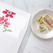 "A7 Envelope Liners Pink Gouache Flowers Square (set of 10)" - Envelope Liners in pink by Design by Laney