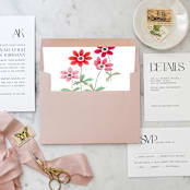 "A7 Envelope Liners Pink Gouache Flowers Square (set of 10)" - Envelope Liners in pink by Design by Laney