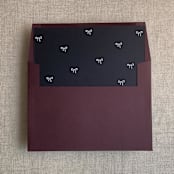 "Black baby ribbon bows envelope liner for A7 square envelope | pack of 10" - Envelope Liners in black by Ivory Invitations