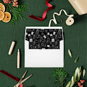"Santa's Workshop: Whimsical Christmas Envelope Liners | Set of 25" - Envelope Liners in black by Nikki Turner