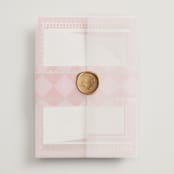 "Mandapam" - Foil-Pressed Mehndi Invitations in Carnation by Creo Study - Assembled with Vellum Wrap and Wax Seal