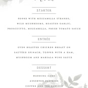 "Watercolor Floral" - Menus in Fog by Jill Means - Detail