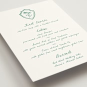 "Palm Tree Crest" - Menus in Palm by Erika Firm - Detail