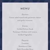 "Brushed Love" - Menus in Night Navy by Lisa Guerrero - Detail