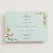 "Tropical Crest" - Menus in Papaya by Susan Moyal - Front